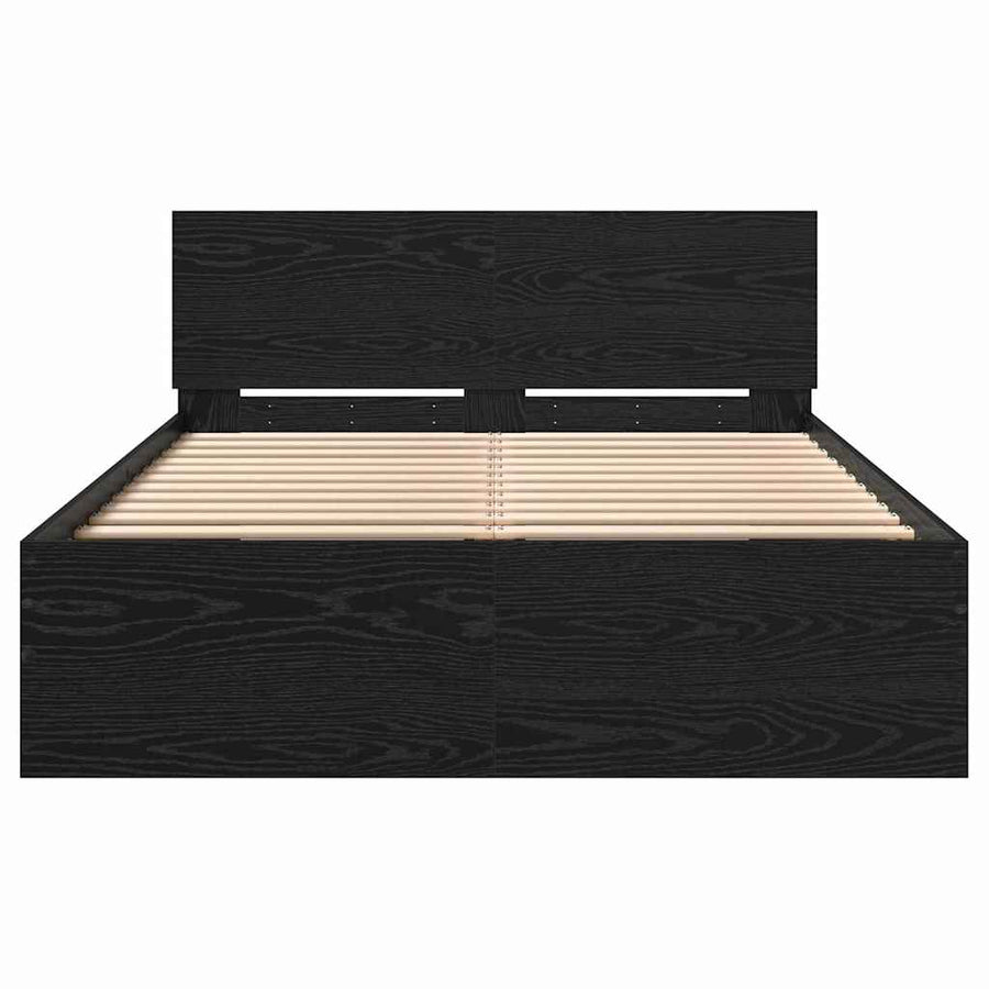 Bedframe met Hoofdeinde Zwart Eiken 120 x 190 cm Hout