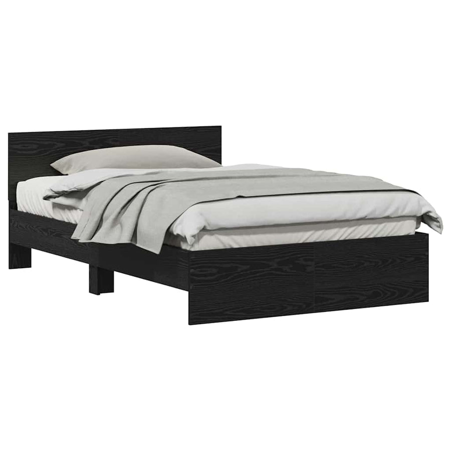 Bedframe met Hoofdeinde Zwart Eiken 120 x 190 cm Hout
