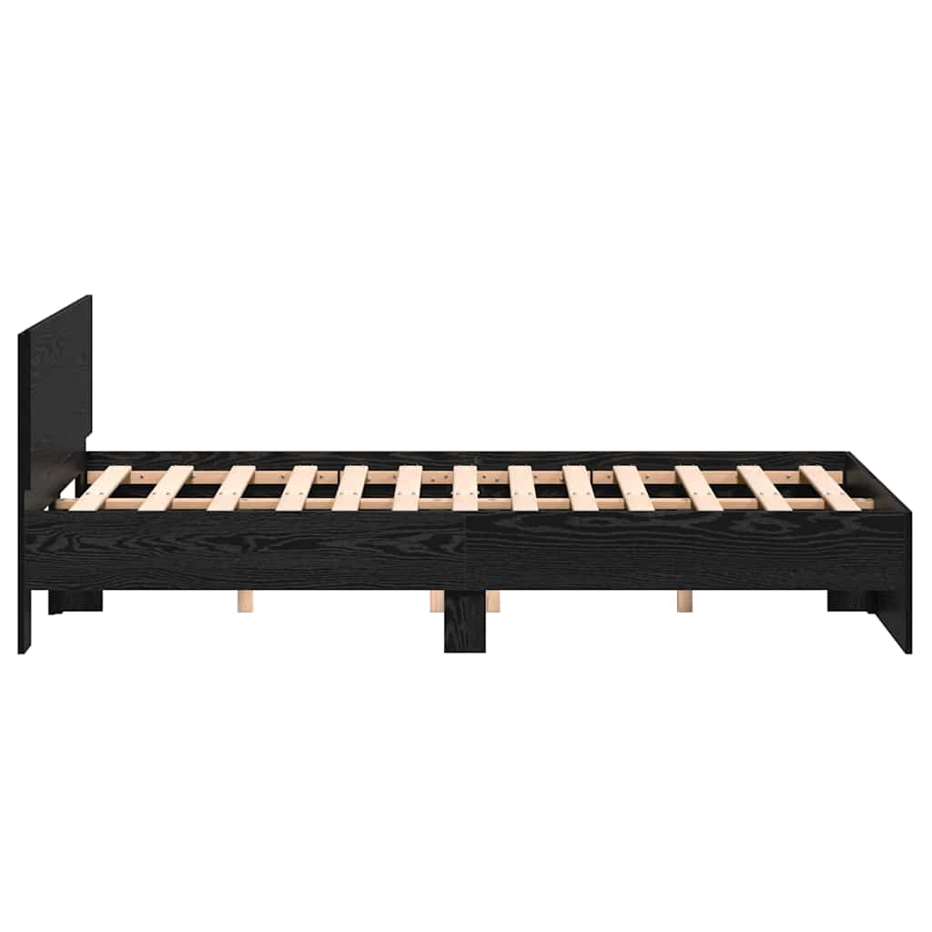 Bedframe met Hoofdeinde Zwart Eiken 120 x 190 cm Hout