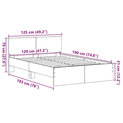 Bedframe met Hoofdeinde Zwart Eiken 120 x 190 cm Hout