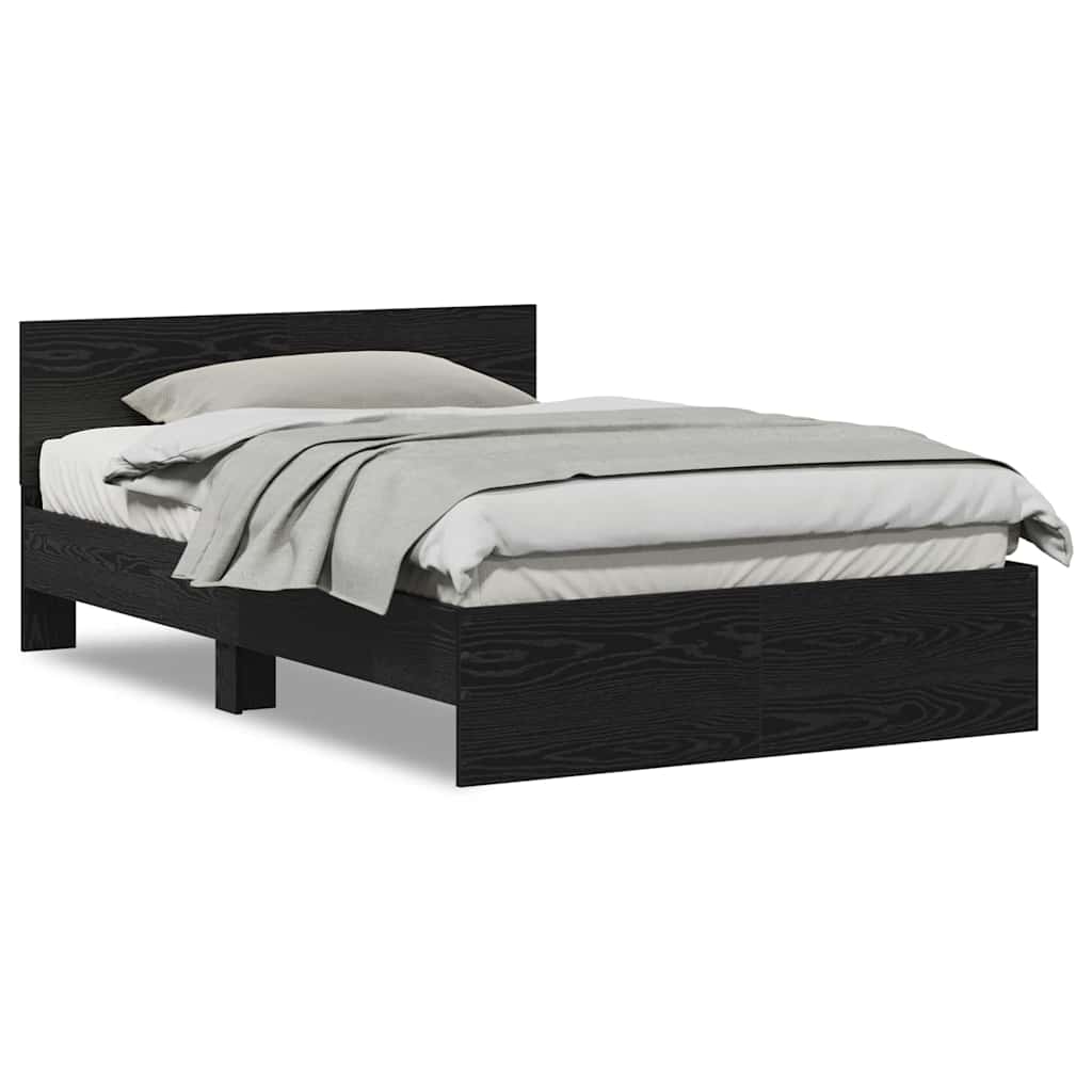 Bedframe met Hoofdeinde Zwart Eiken 120 x 190 cm Hout