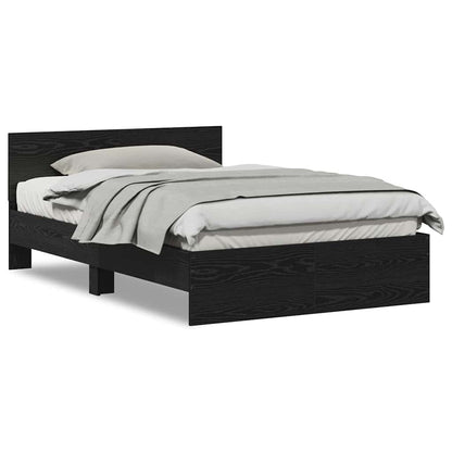 Bedframe met Hoofdeinde Zwart Eiken 120 x 190 cm Hout