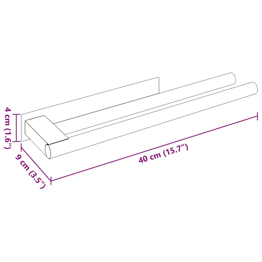 Handdoekrek Zilver 40 x 9 x 4 cm Roestvrij staal