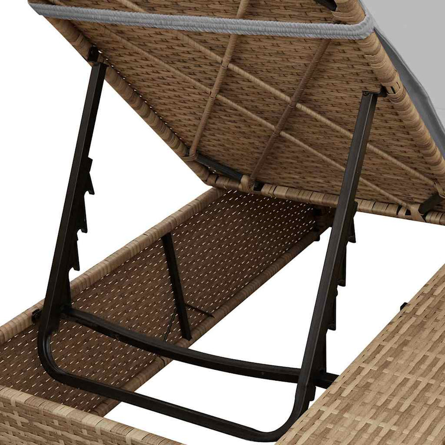 Dubbele ligbed Verstelbaar Grijs 205 x 129 x 200 cm poly rattan