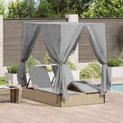Dubbel ligbed poly rattan verstelbaar 205x129x200 cm beige