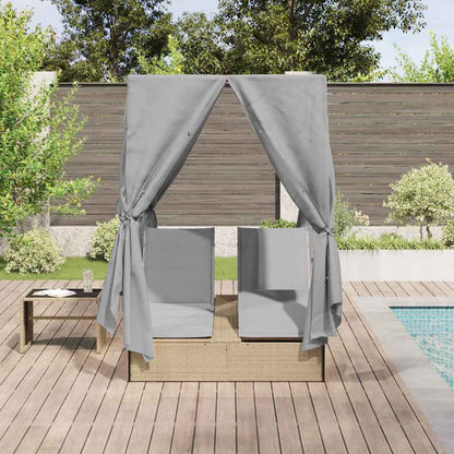 Dubbele ligbed Verstelbaar Grijs 205 x 129 x 200 cm poly rattan