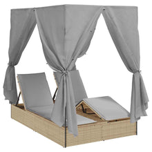 Dubbele ligbed Verstelbaar Grijs 205 x 129 x 200 cm poly rattan