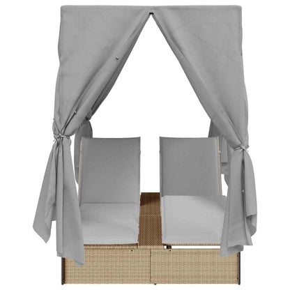 Dubbele ligbed Verstelbaar Grijs 205 x 129 x 200 cm poly rattan