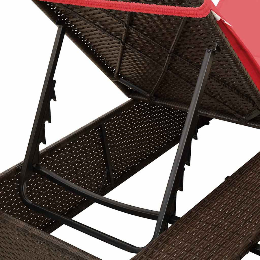 Dubbele ligbed Verstelbaar Rood 205 x 129 x 200 cm poly rattan