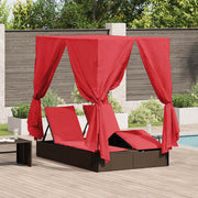 Dubbel ligbed poly rattan 205x129x200 cm bruin