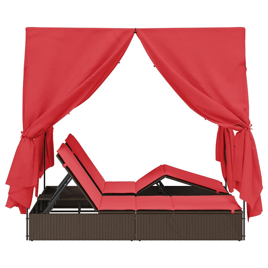 Dubbele ligbed Verstelbaar Rood 205 x 129 x 200 cm poly rattan