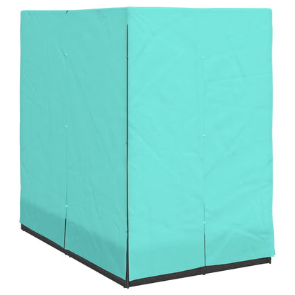 Dubbele Zonnebed Met Dak 205 X 129 X 200 Cm Pe Riet Zwart en turquoise
