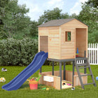 Speeltoestel massief sparrenhout donkergrijs 145x131x218 cm