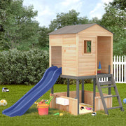Speeltoestel massief sparrenhout donkergrijs 145x131x218 cm