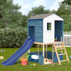 Speeltoestel 145x131x218 cm sparrenhout wit blauw