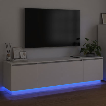 TV-kast met LED Wit 180 x 38 x 49 cm Bewerkt hout