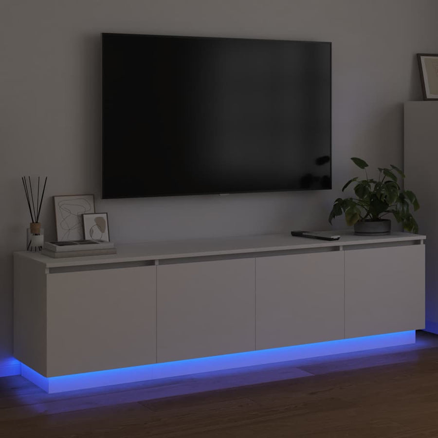 TV-kast met LED Wit 180 x 38 x 49 cm Bewerkt hout