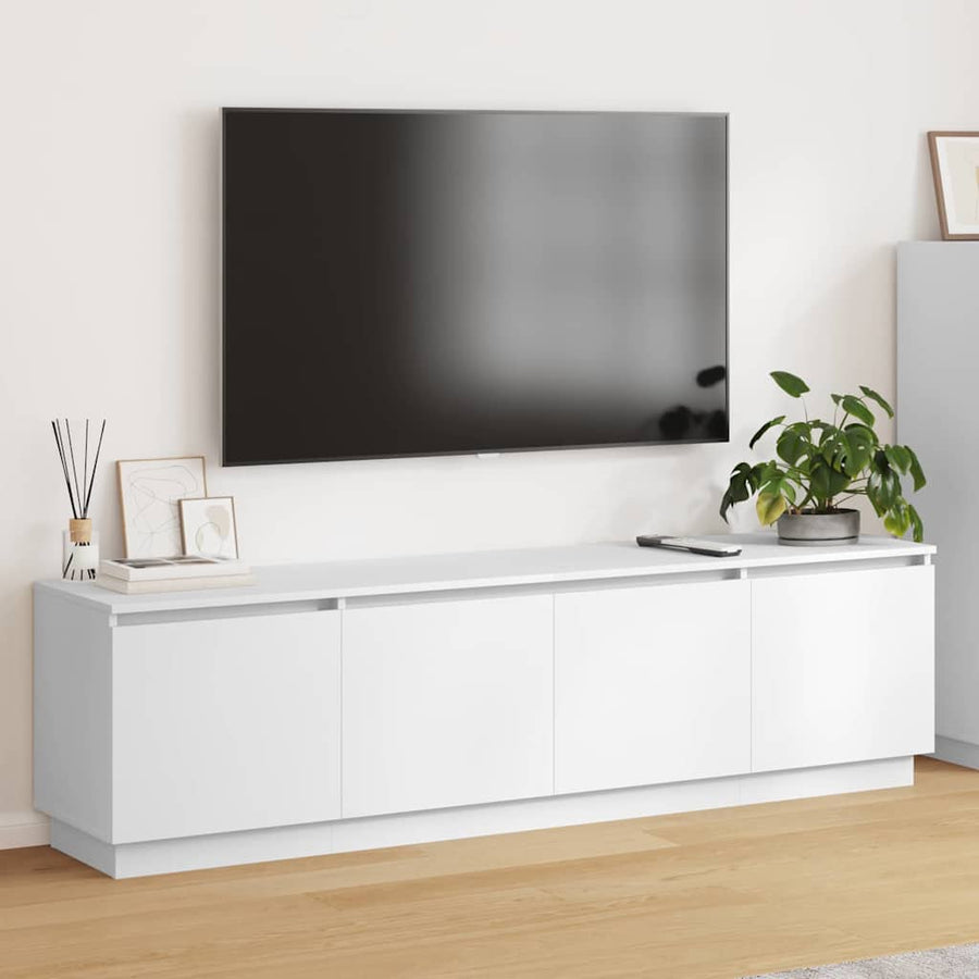 TV-kast met LED Wit 180 x 38 x 49 cm Bewerkt hout