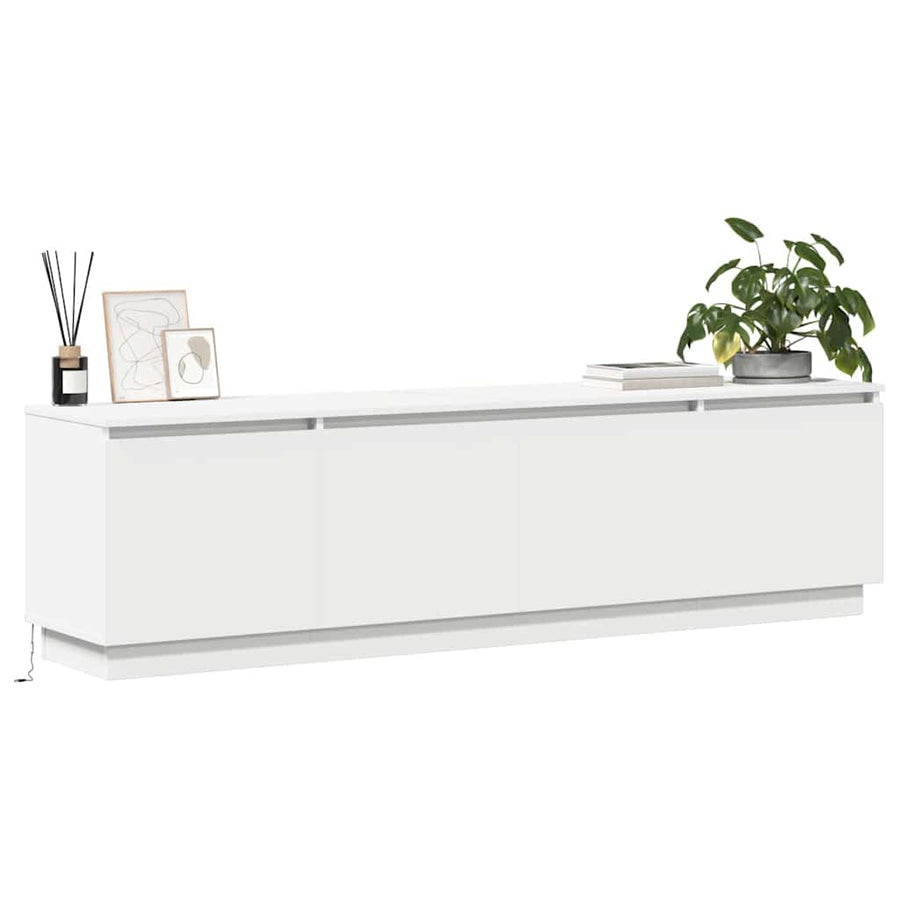 TV-kast met LED Wit 180 x 38 x 49 cm Bewerkt hout