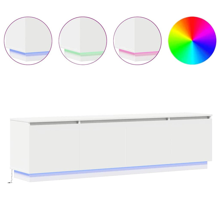 TV-kast met LED Wit 180 x 38 x 49 cm Bewerkt hout