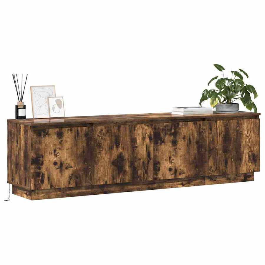 Tv-Kast 180 X 38 X 49 Cm Bewerkt Hout Gerookt eiken