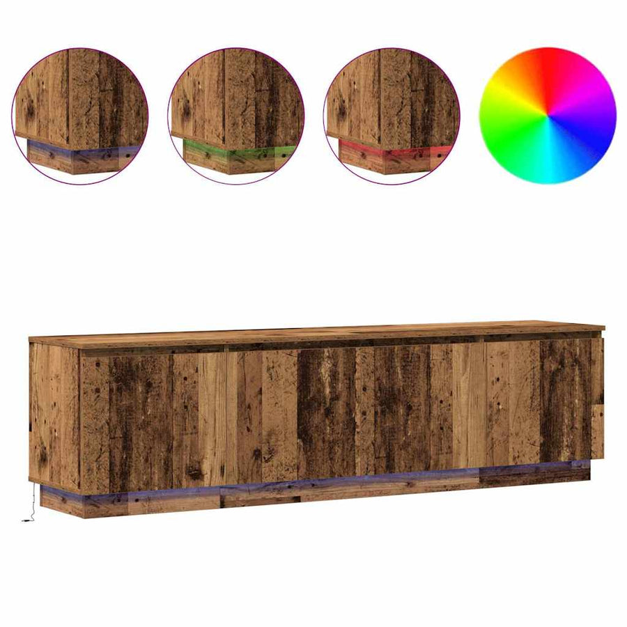 Tv-Kast Met Led 180 X 38 X 49 Cm Bewerkt Hout Oud hout