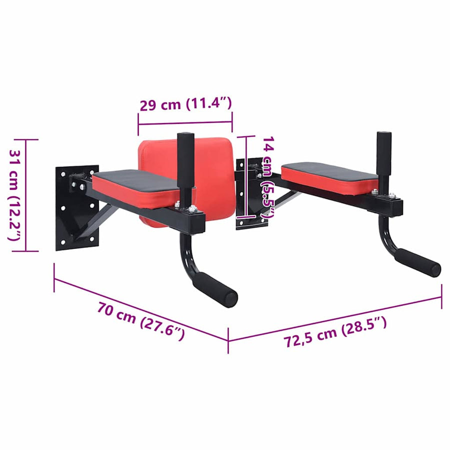 Dip station Zwart en Rood 72,5 x 70 x 31 cm Gepoedercoat staal