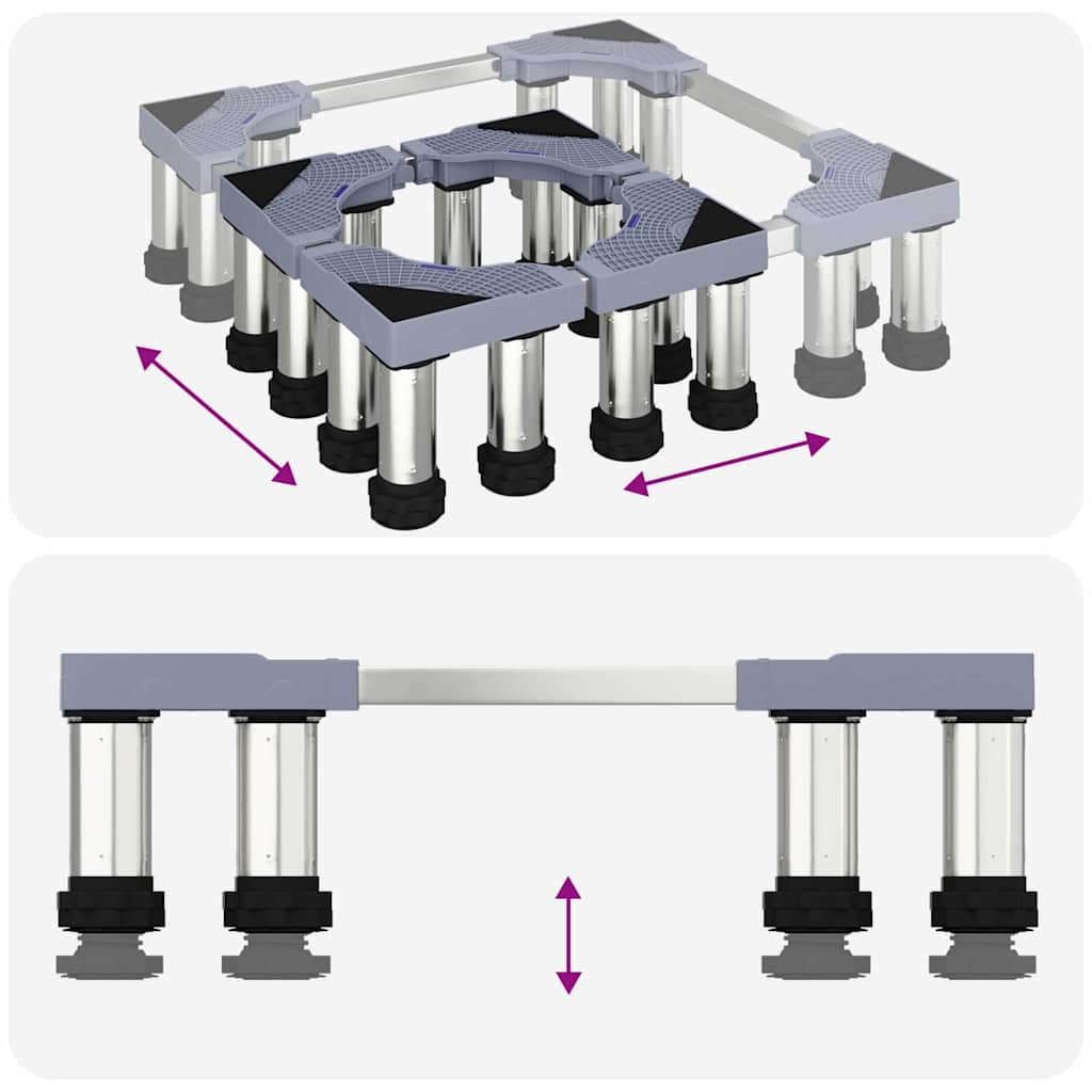Wasmachinebasis Grijs 67 x 67 x 21,5 cm Roestvrij staal
