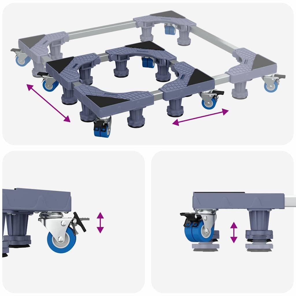 Wasmachinebasis Grijs 66 x 66 x 12 cm Roestvrij staal