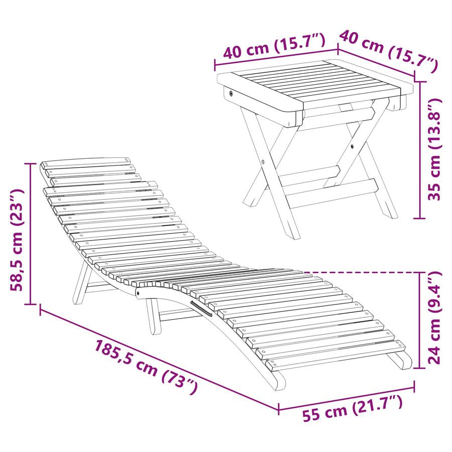 Ligstoel 2 pcs Bruin Massief Teakhout