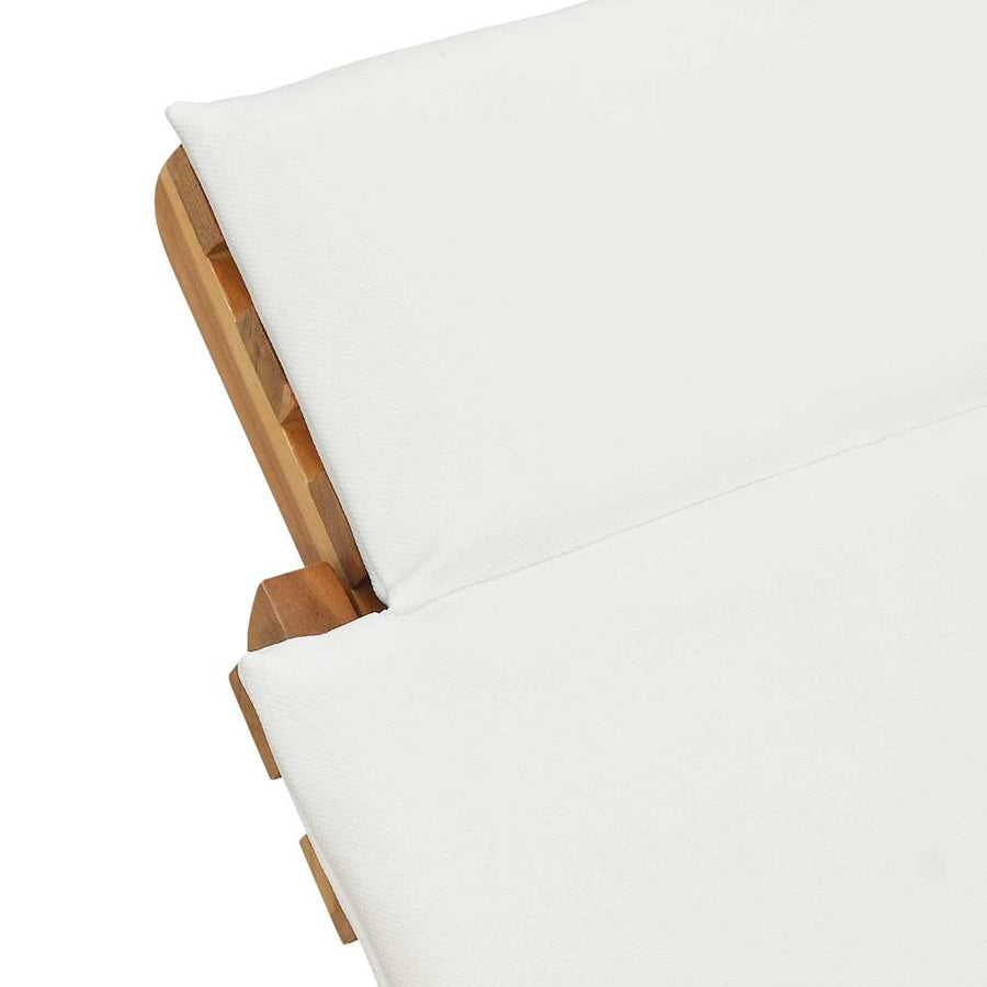 Ligstoel met kussen Crèmewit 188 x 55 x 59 cm Massief teakhout