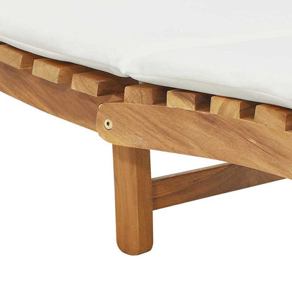 Ligstoel met kussen Crèmewit 188 x 55 x 59 cm Massief teakhout