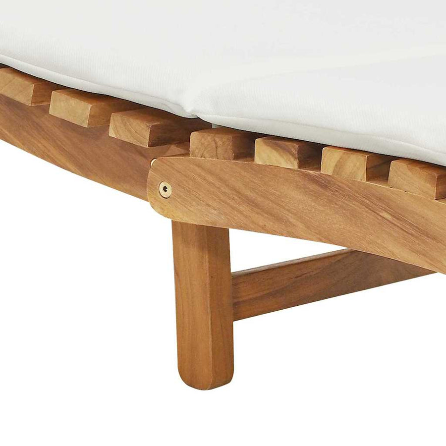 Ligstoel met kussen Crèmewit 188 x 55 x 59 cm Massief teakhout
