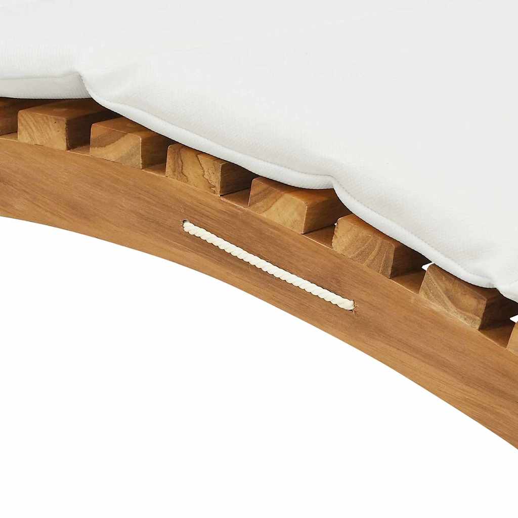 Ligstoel met kussen Crèmewit 188 x 55 x 59 cm Massief teakhout