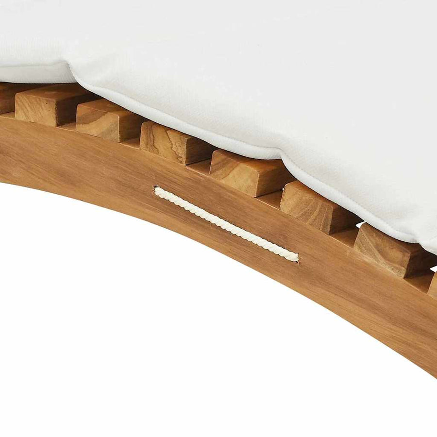 Ligstoel met kussen Crèmewit 188 x 55 x 59 cm Massief teakhout