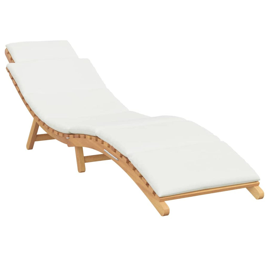 Ligstoel met kussen Crèmewit 188 x 55 x 59 cm Massief teakhout