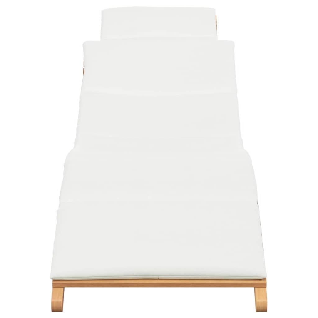 Ligstoel met kussen Crèmewit 188 x 55 x 59 cm Massief teakhout