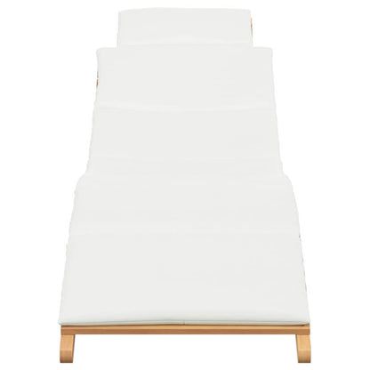 Ligstoel met kussen Crèmewit 188 x 55 x 59 cm Massief teakhout