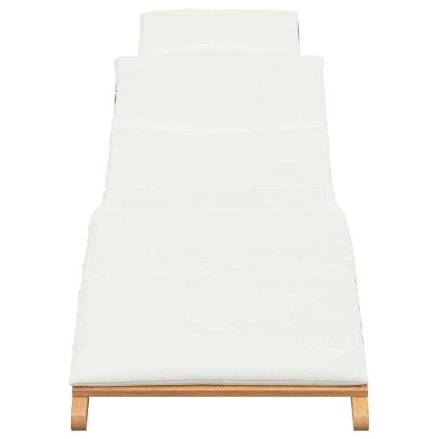 Ligstoel met kussen Crèmewit 188 x 55 x 59 cm Massief teakhout