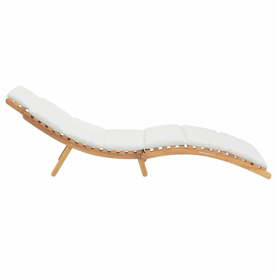 Ligstoel met kussen Crèmewit 188 x 55 x 59 cm Massief teakhout