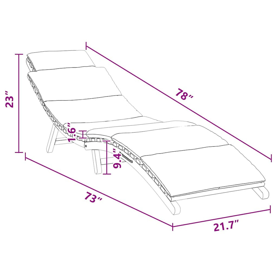 Ligstoel Donkergrijs 188 x 55 x 59 cm Massief teakhout
