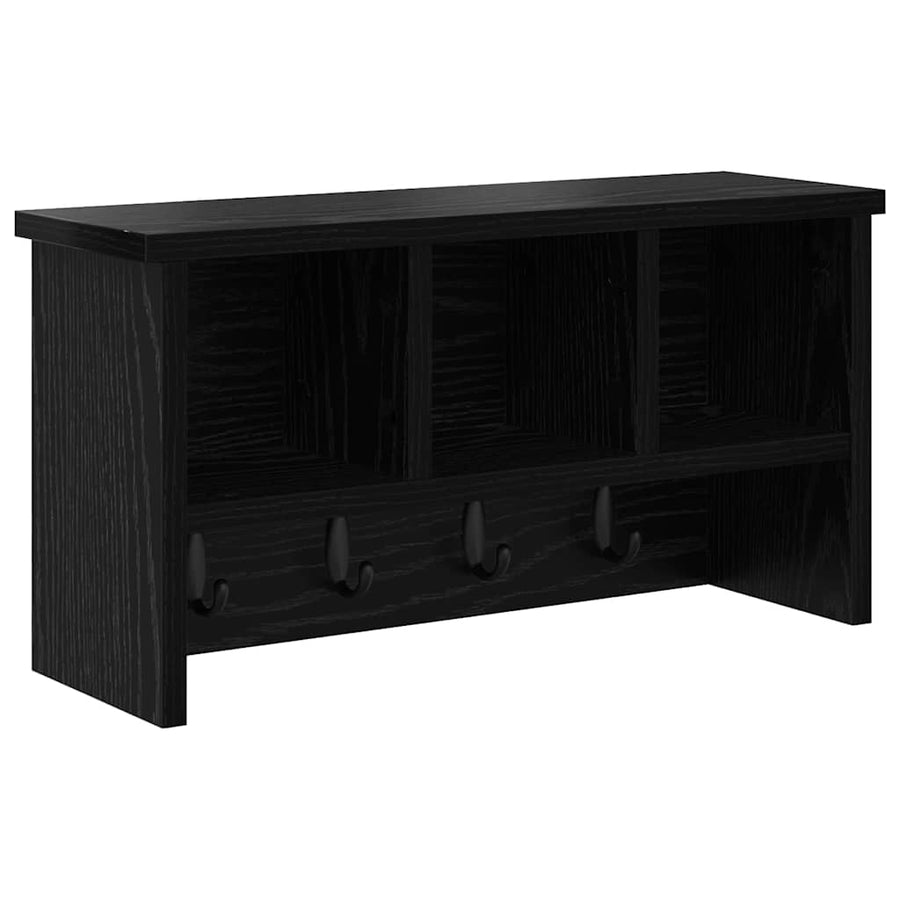 Wandgemonteerde kapstok met plank Zwart eiken 50 x 16 x 26 cm