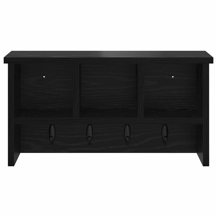 Wandgemonteerde kapstok met plank Zwart eiken 50 x 16 x 26 cm