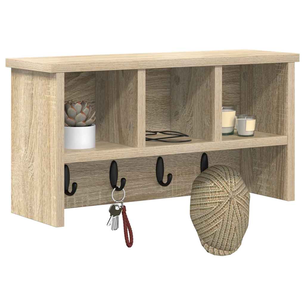 Wandgemonteerde kapstok met plank Sonoma eiken 50 x 16 x 26 cm