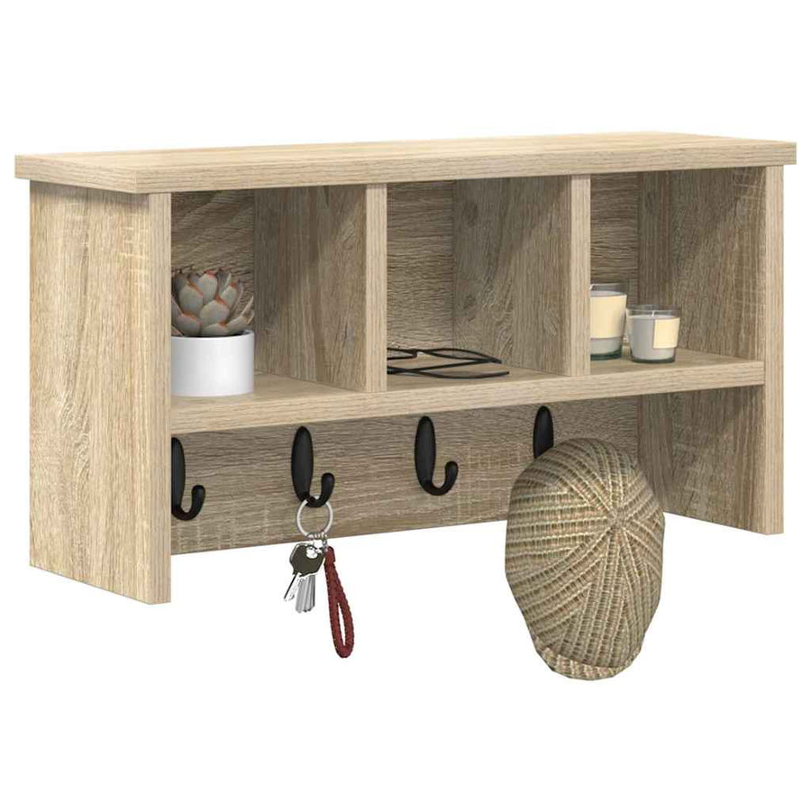Wandgemonteerde kapstok met plank Sonoma eiken 50 x 16 x 26 cm