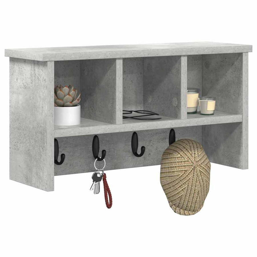 Wandgemonteerde kapstok Betongrijs 50 x 16 x 26 cm Bewerkt hout