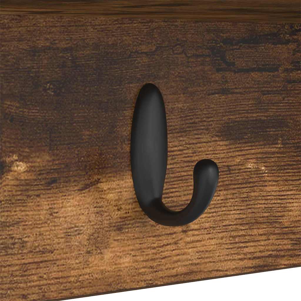 Wandgemonteerde kapstok met plank Gerookt eiken 50 x 16 x 26 cm