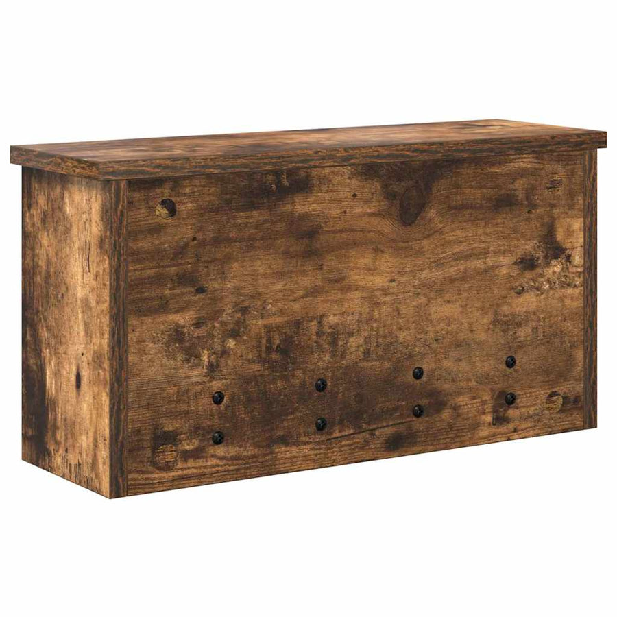 Wandgemonteerde kapstok met plank Gerookt eiken 50 x 16 x 26 cm