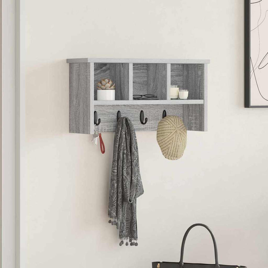 Wandgemonteerde kapstok met plank Grijs sonoma 50 x 16 x 26 cm