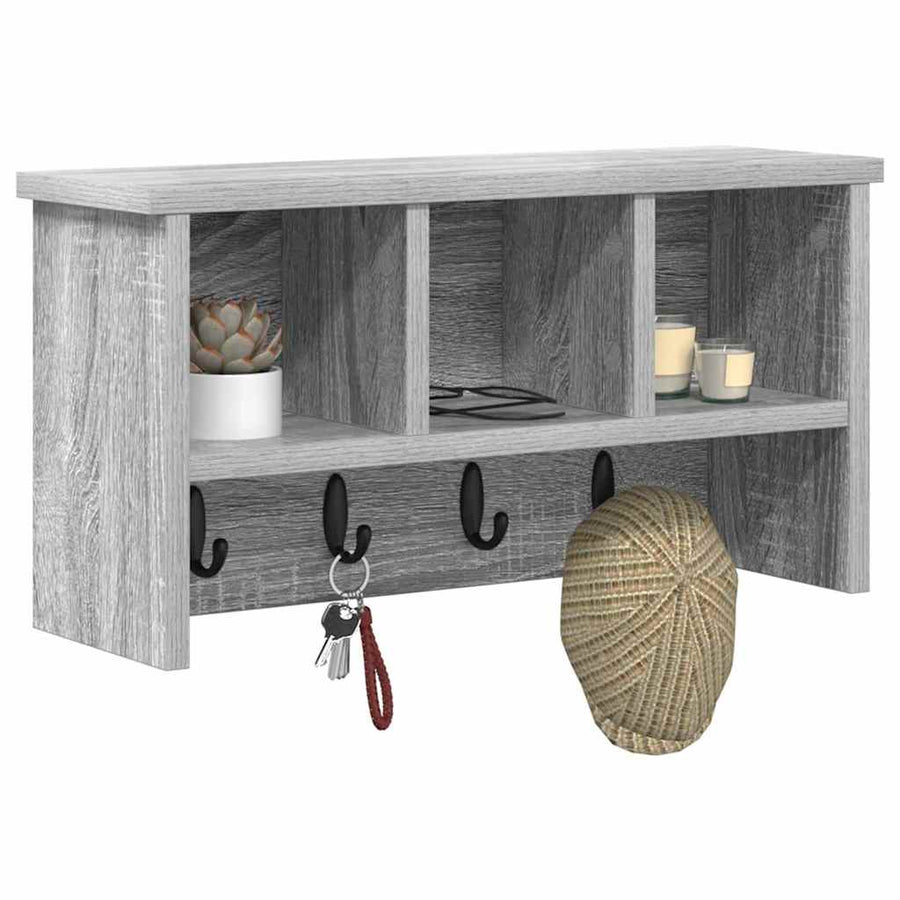 Wandgemonteerde kapstok met plank Grijs sonoma 50 x 16 x 26 cm
